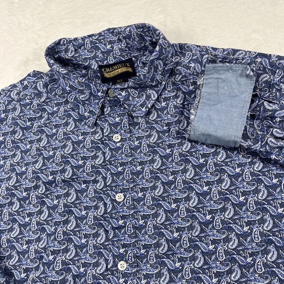 Daniel Cremieux Other - Cremieux Premium Denim Shirt Mens XLT Paisley Stretch Button Flip Cuff